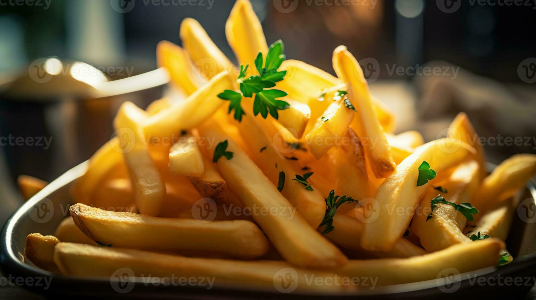 frisch bereit Französisch Fritten Küche Gericht, schließen - - oben Foto von Essen, generativ ai