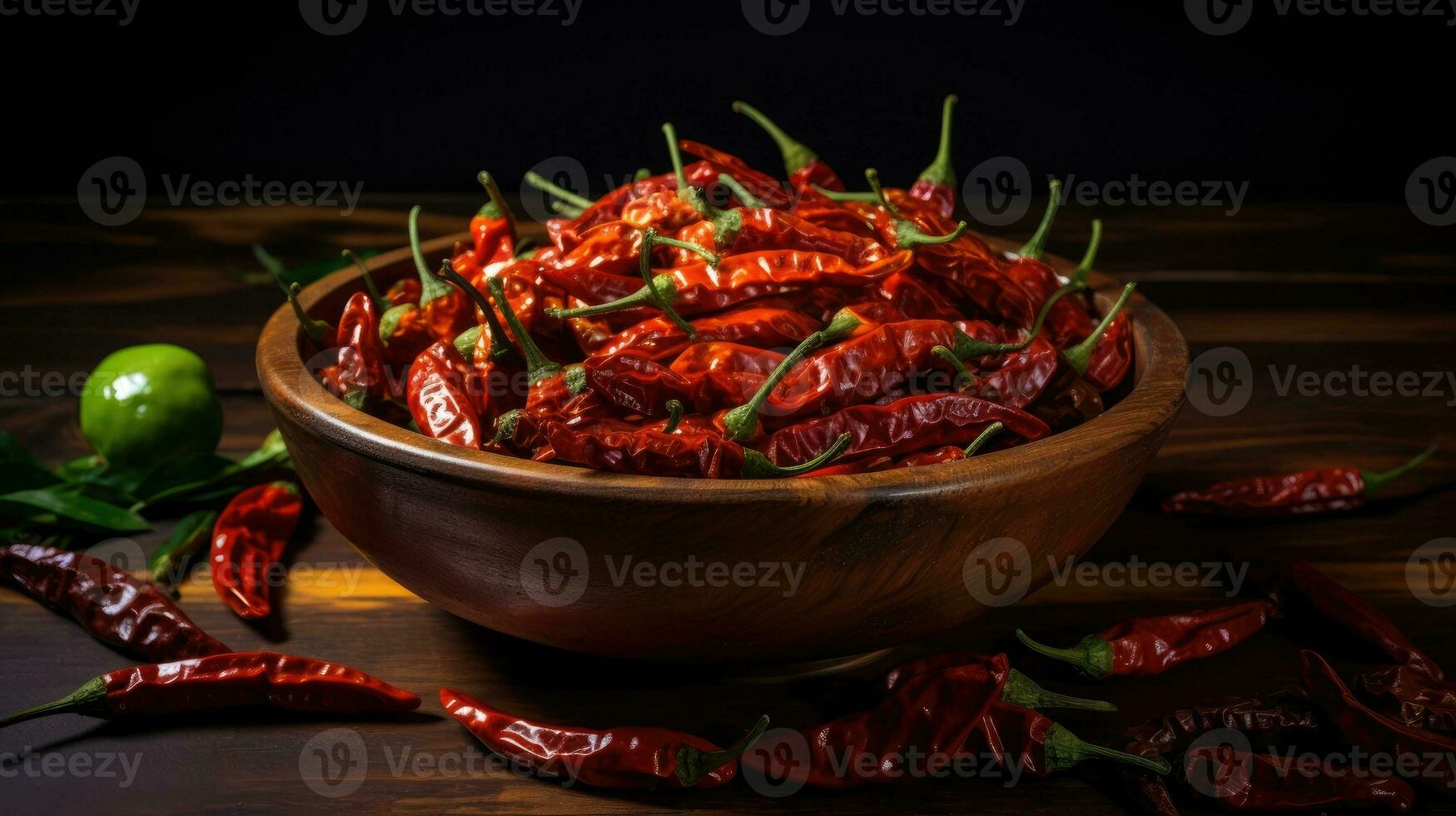 rot Chili Pfeffer im ein Schüssel auf das Tisch. generativ ai foto