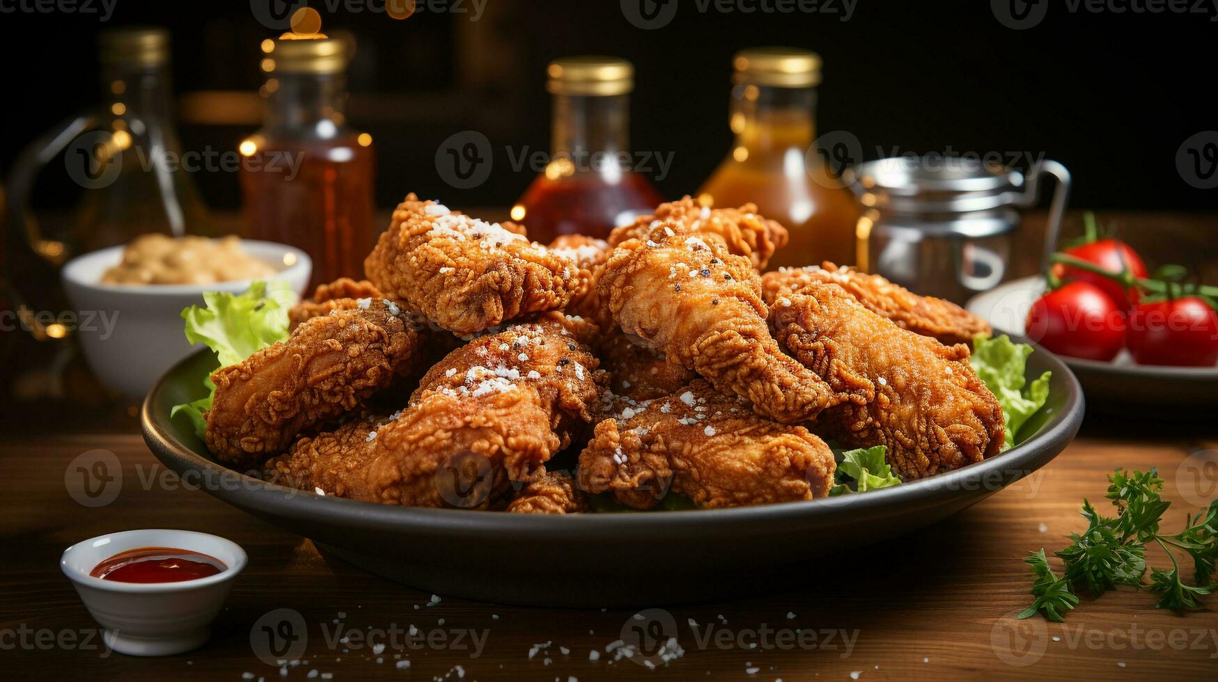 köstlich knusprig gebraten Hähnchen ai foto