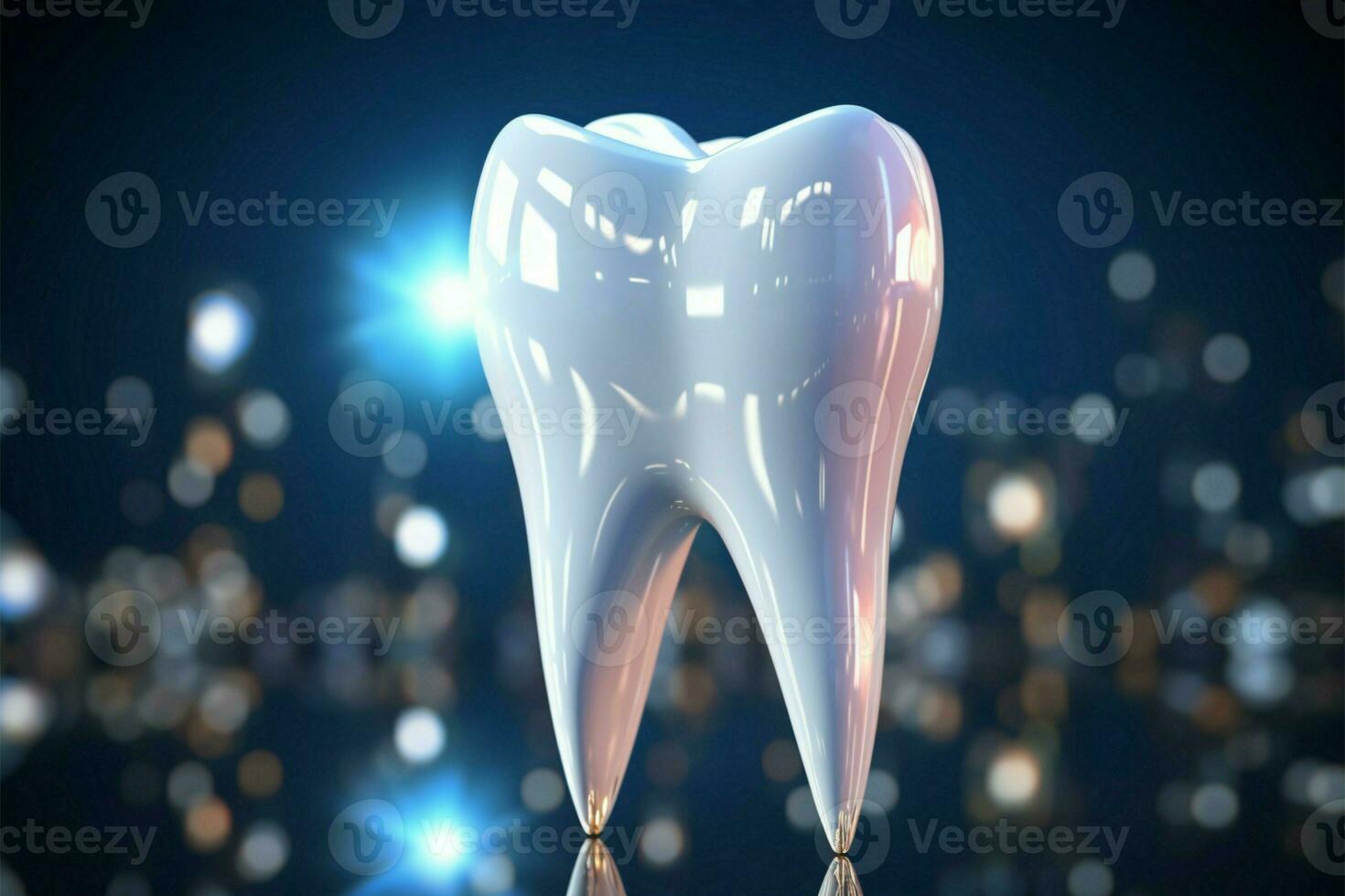 Zahn Pflege Symbol, leuchtenden Zahn Symbol bedeutet Dental Gesundheit und Schutz ai generiert foto