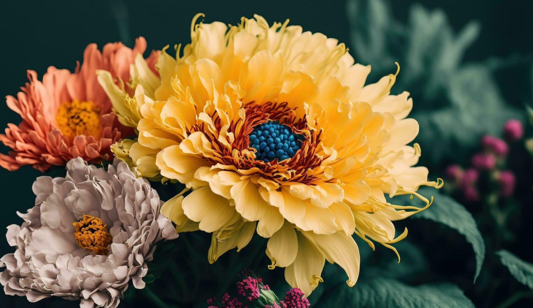 Frühling Blumen- Banner Design zum Einladung Hintergrund generativ ai foto