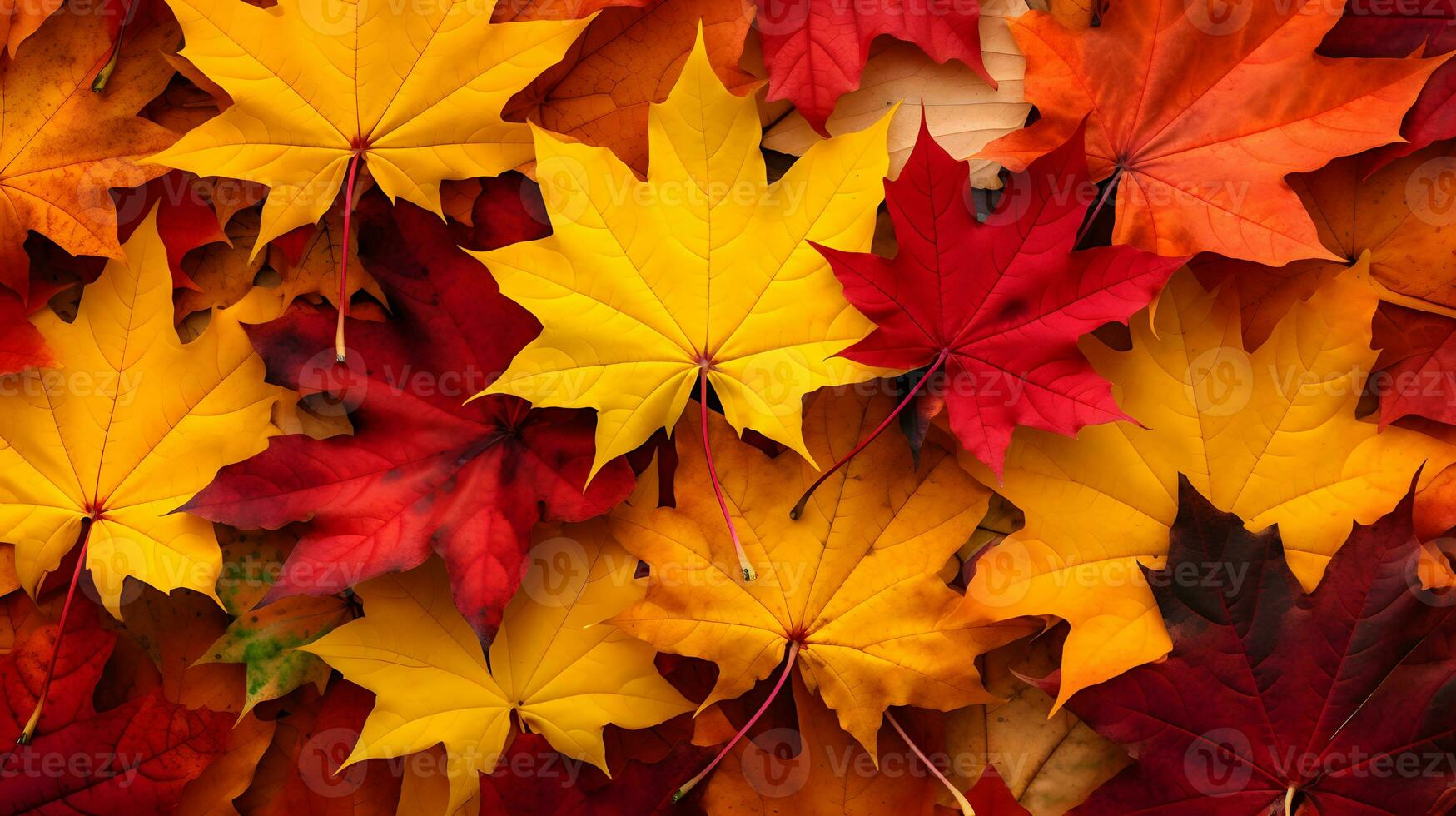 Herbst Ahorn Blätter Hintergrund. Rot, Gelb und Orange Ahorn Blätter. foto