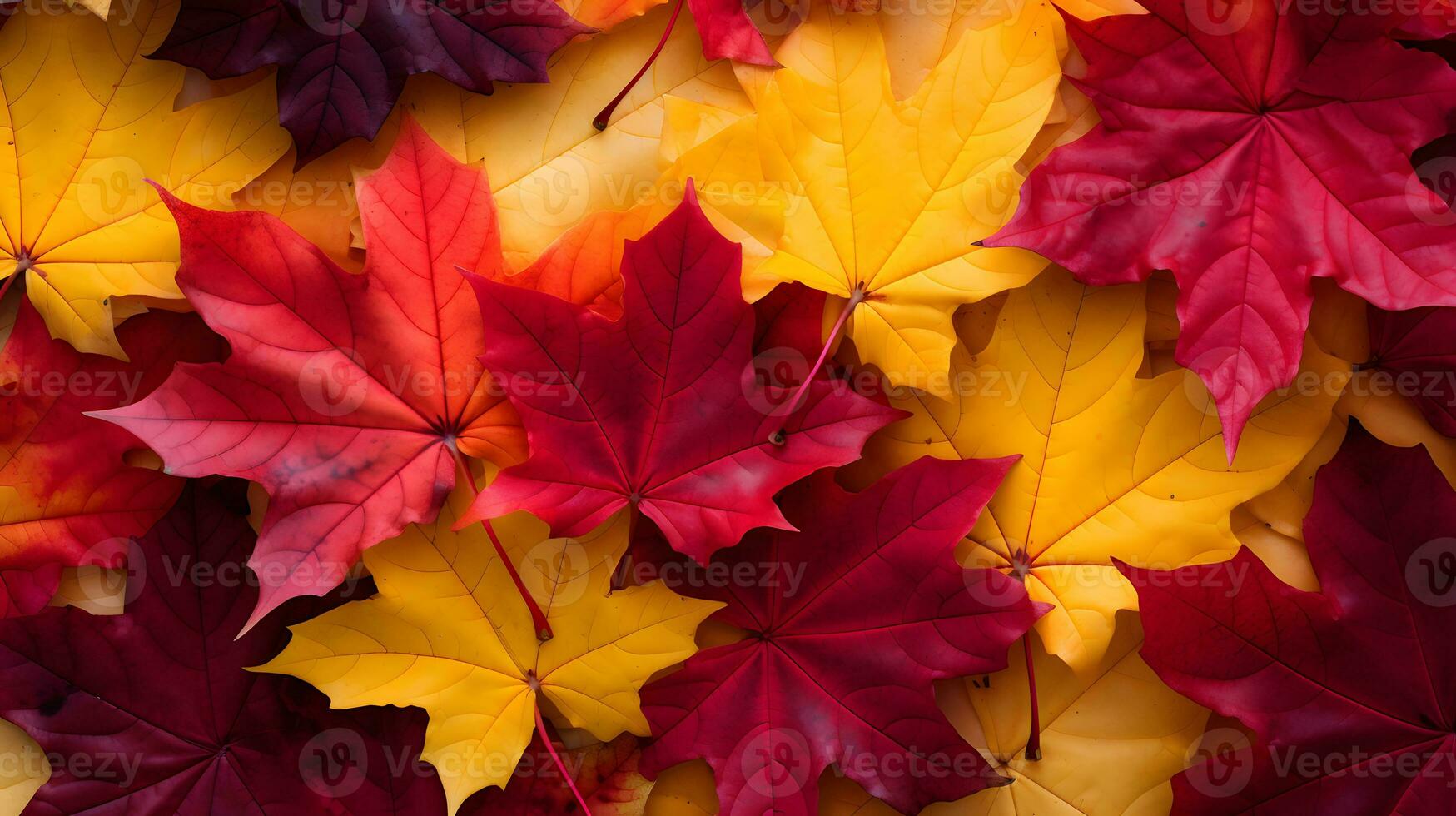 Herbst Ahorn Blätter Hintergrund. rot und Gelb Ahorn Blätter Textur foto