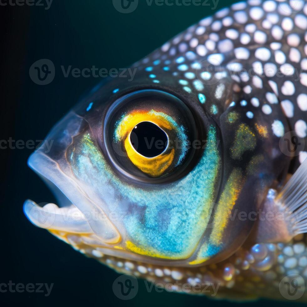 Nahansicht von ein Ozean Fisch generativ ai foto