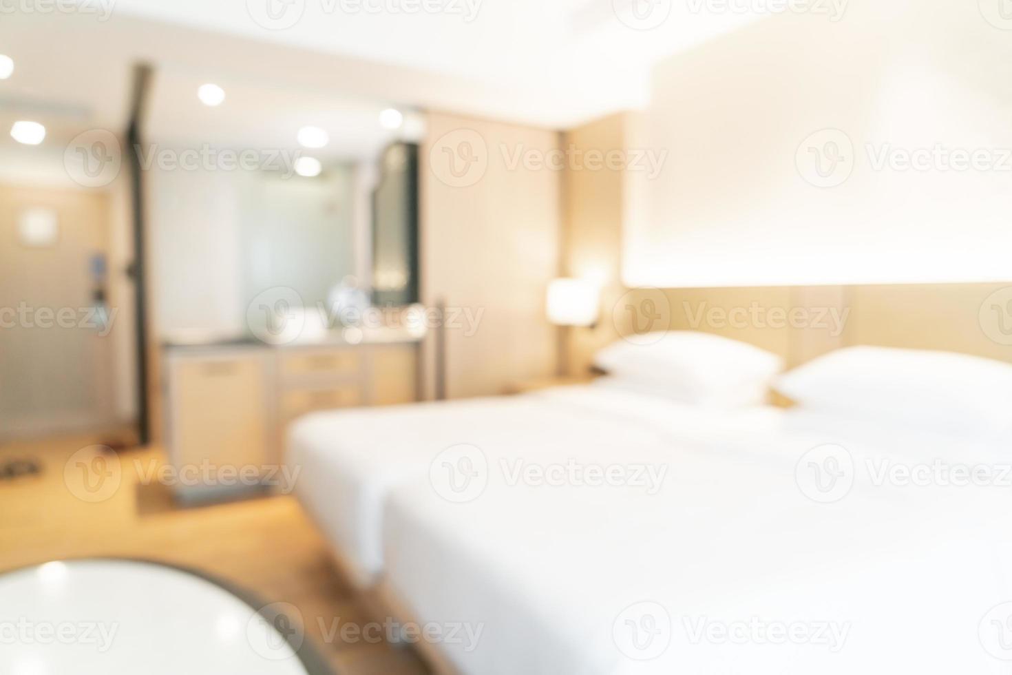 abstrakte Unschärfe und defokussiertes Hotel-Resort-Schlafzimmer für den Hintergrund foto