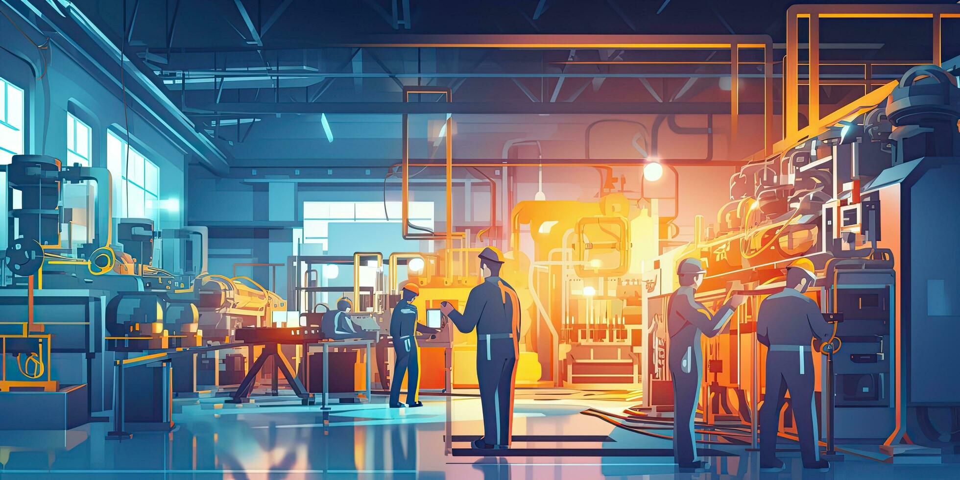 industriell Arbeitskräfte sind Arbeiten im das Fabrik. Maschine Ingenieure oder mechanisch Techniker , generativ ai . foto