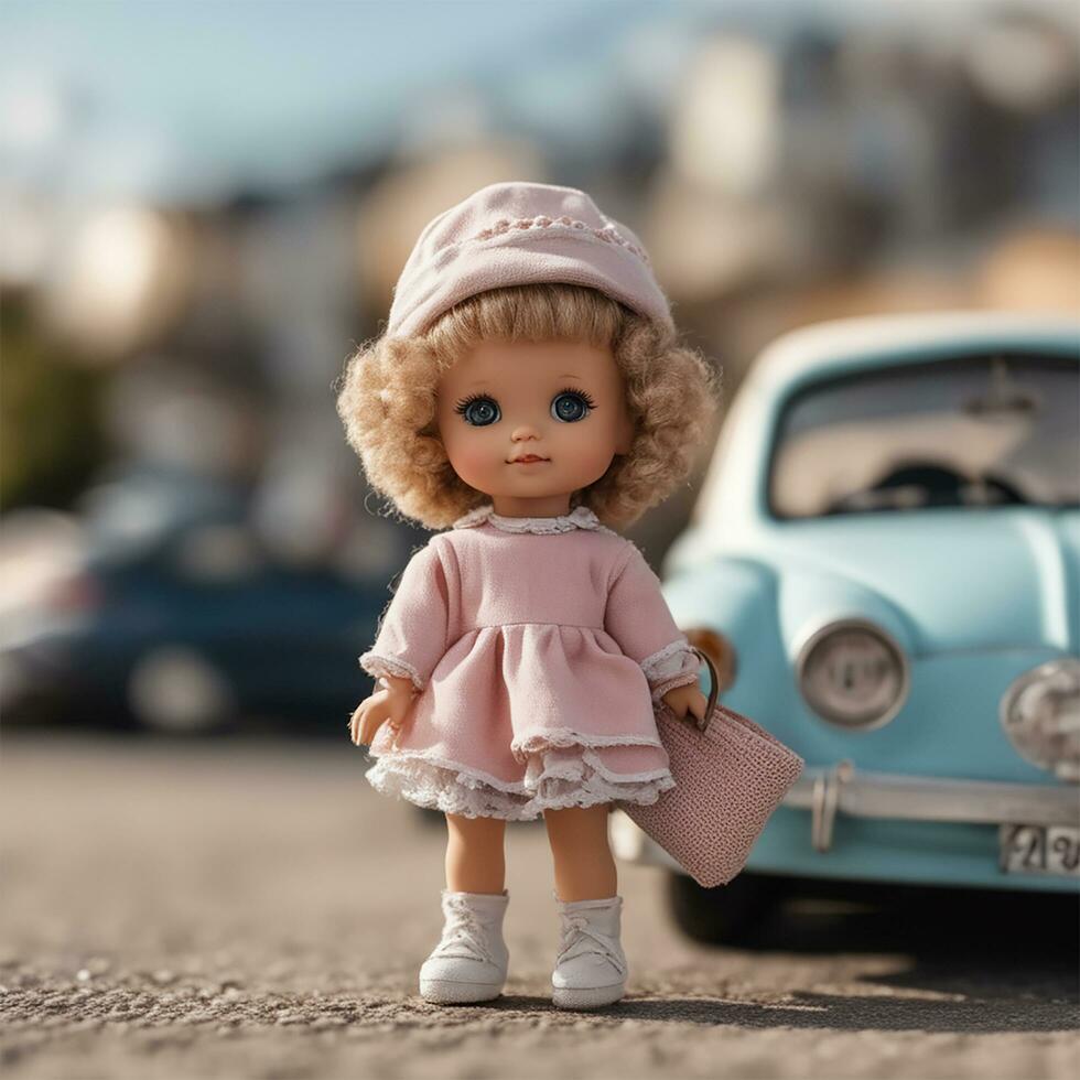 kostenlos Barbie Puppe auf einfach Hintergrund, ai generativ foto