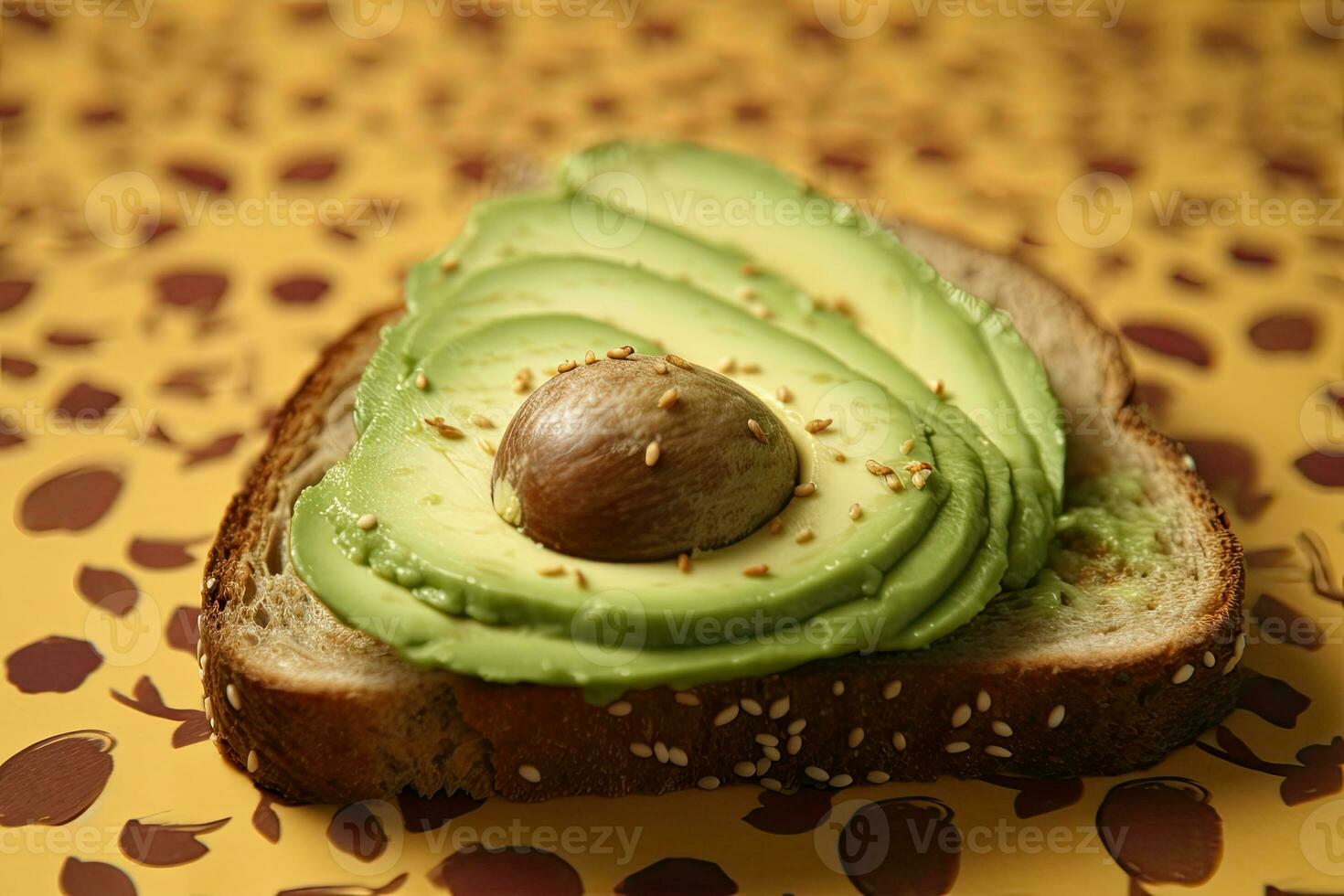 geschnitten Avocado Toast mit Sesam Saat auf es generativ ai foto