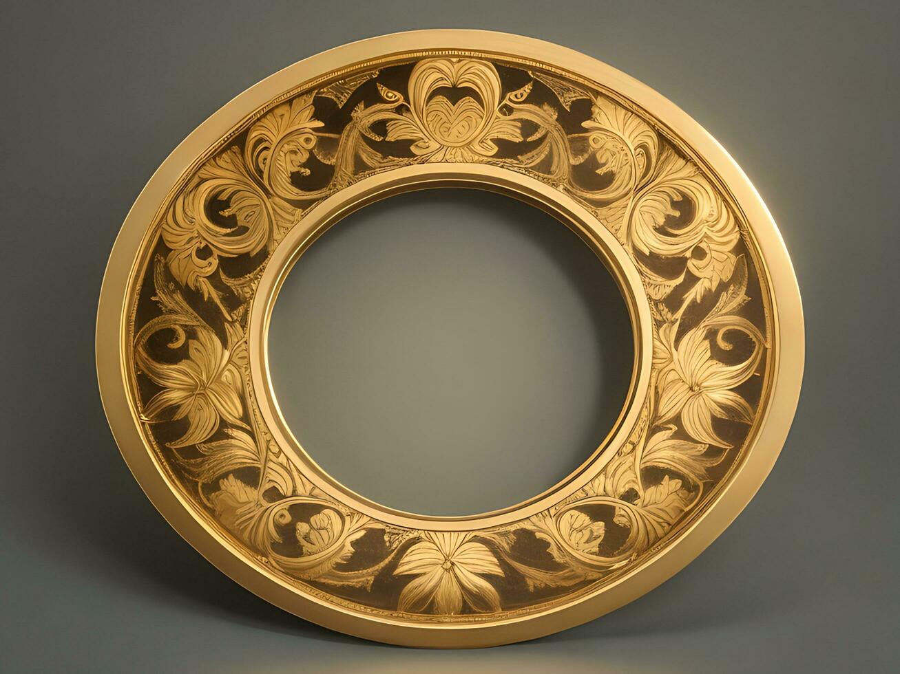 ein Gold Rahmen mit ein Kreis Luxus Muster auf es foto