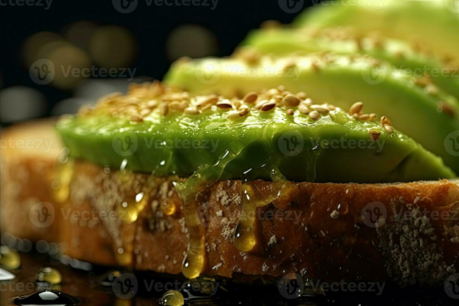 geschnitten Avocado Toast mit Sesam Saat auf es generativ ai foto