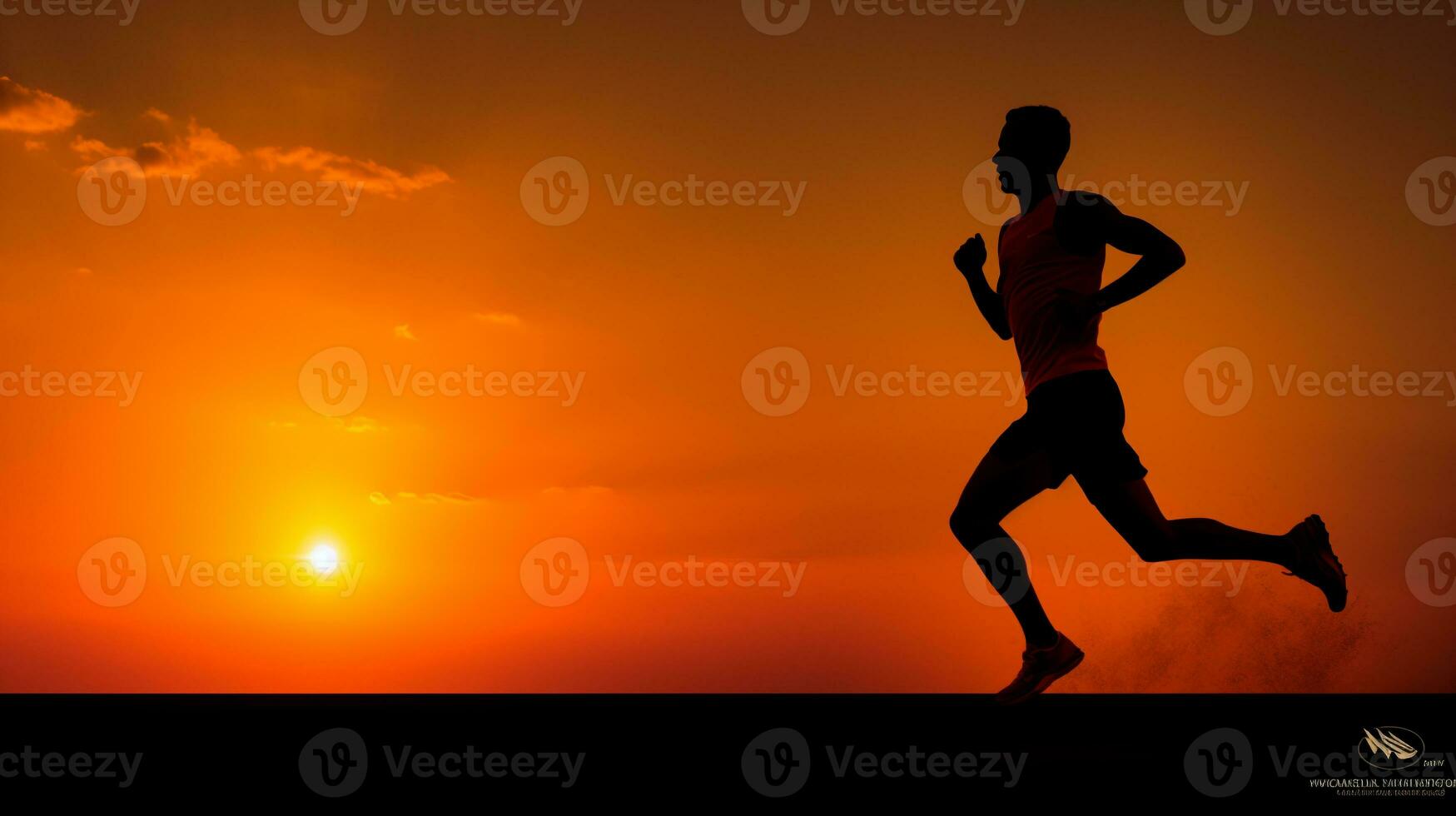 Laufen in das Sonnenaufgang - - ein Symbol von Ausdauer und Entschlossenheit ai generativ foto