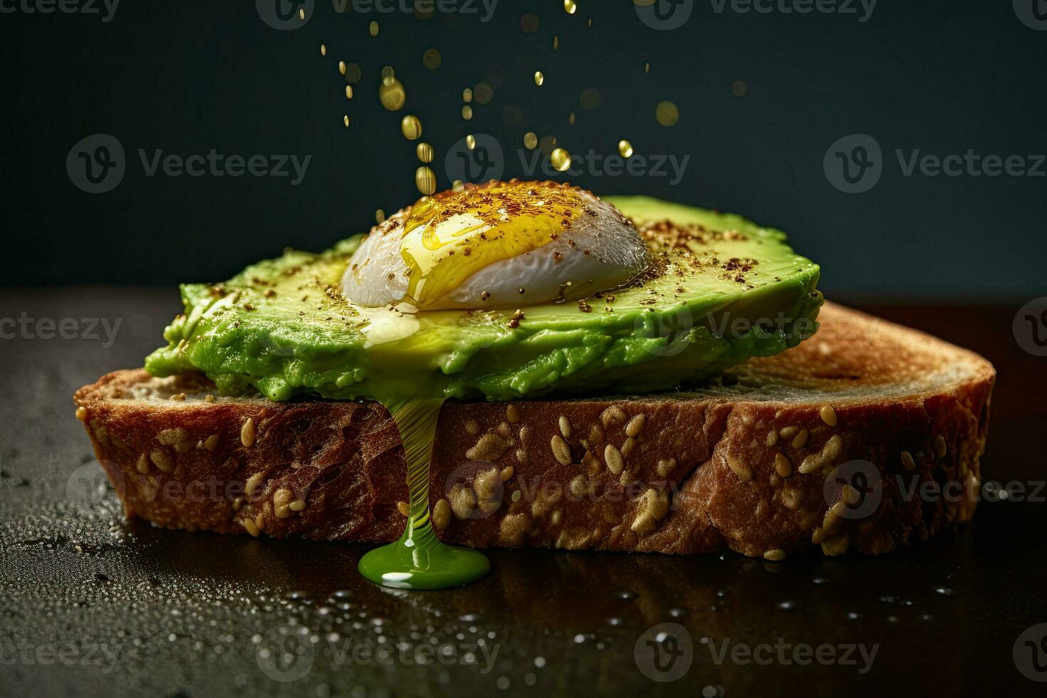 geschnitten Avocado Toast mit Sesam Saat auf es generativ ai foto
