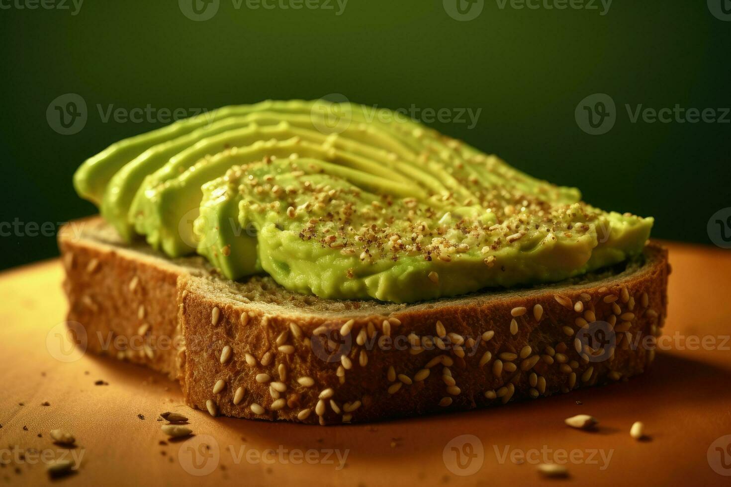 geschnitten Avocado Toast mit Sesam Saat auf es generativ ai foto