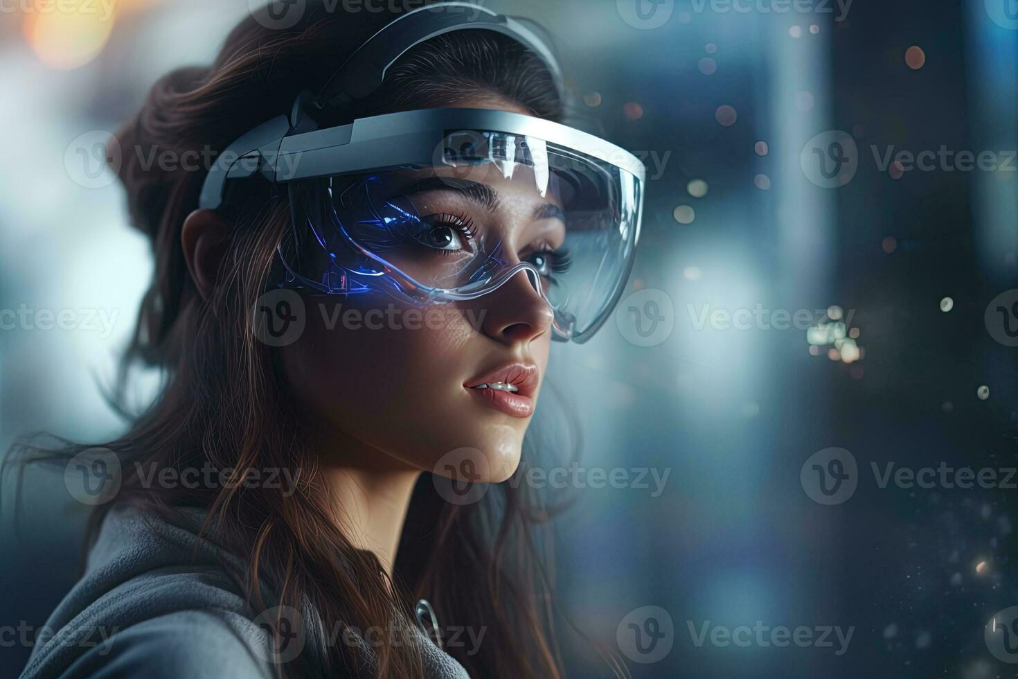 ar Brille Technologie Konzept mit transparent Brille. erweitert Wirklichkeit futuristisch Immersiv Erfahrung. generiert ai foto