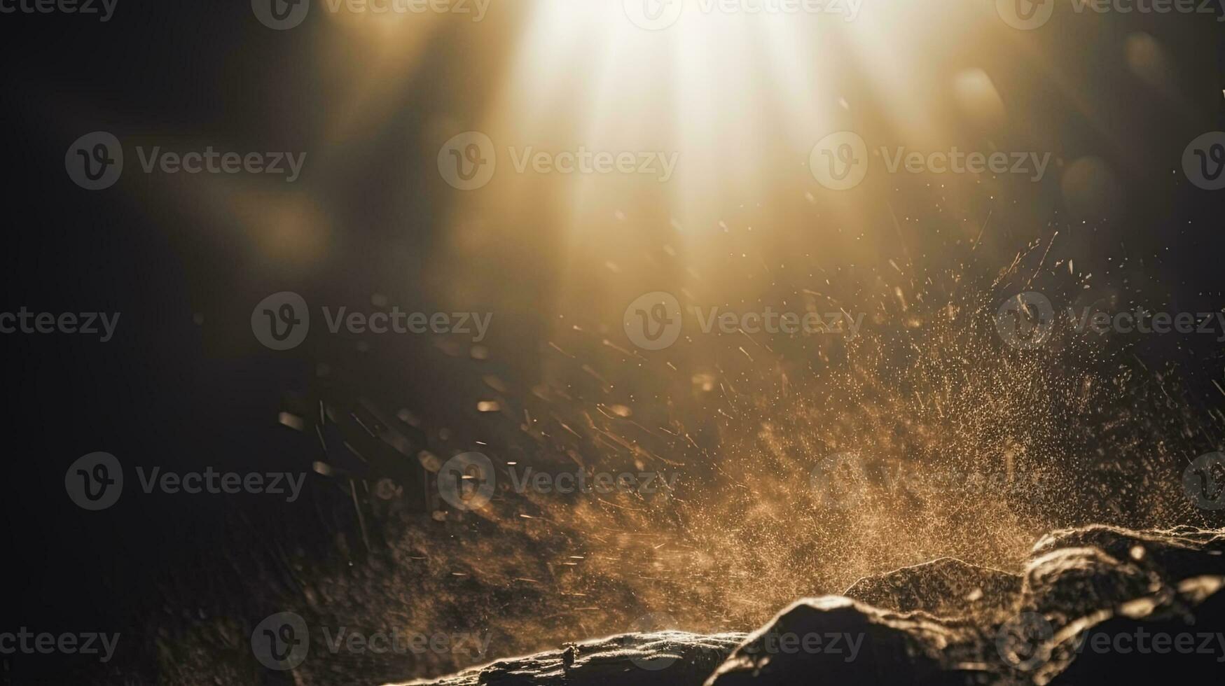 Staub Strahlen Hintergrund. Gott Strahlen im das texturiert Luft. generiert ai. foto