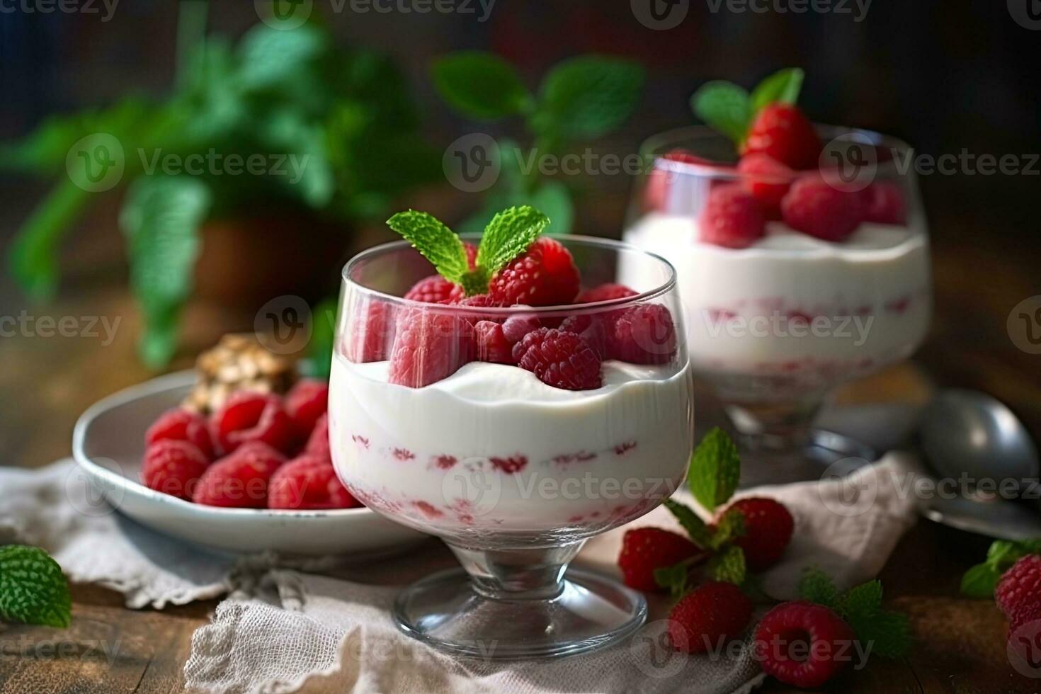 Scheibe von Erdbeere Käsekuchen auf ein Platte, ai generiert foto