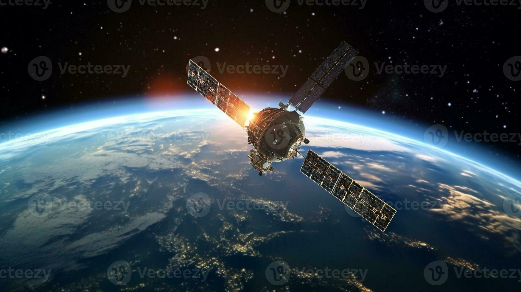 Satellit Kommunikation über Erde foto