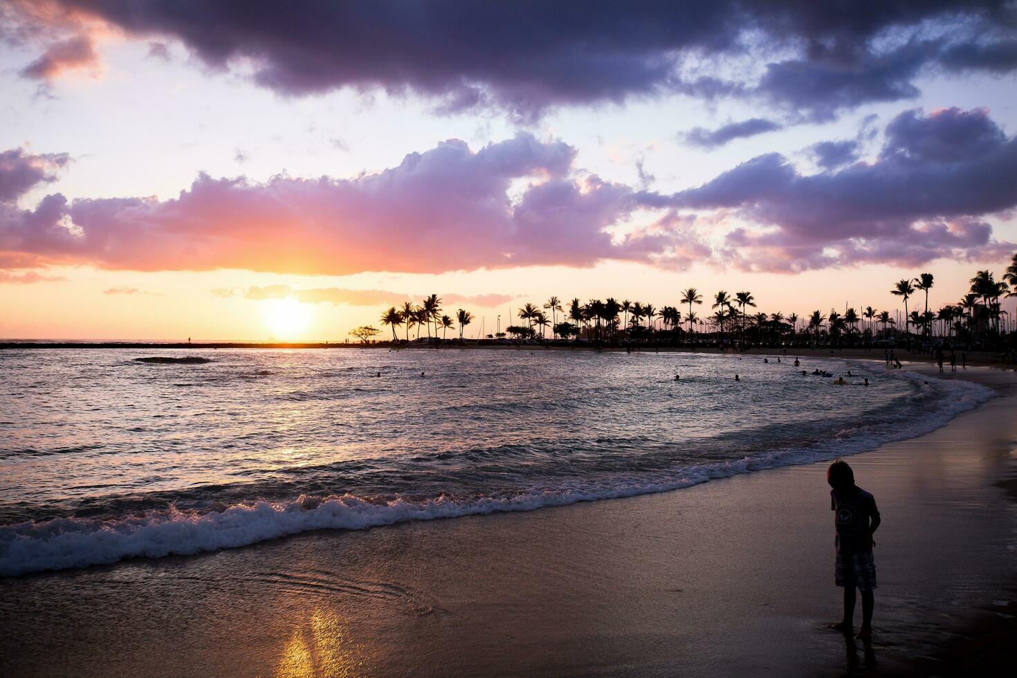 Waikiki Sonnenuntergang Silhouette foto