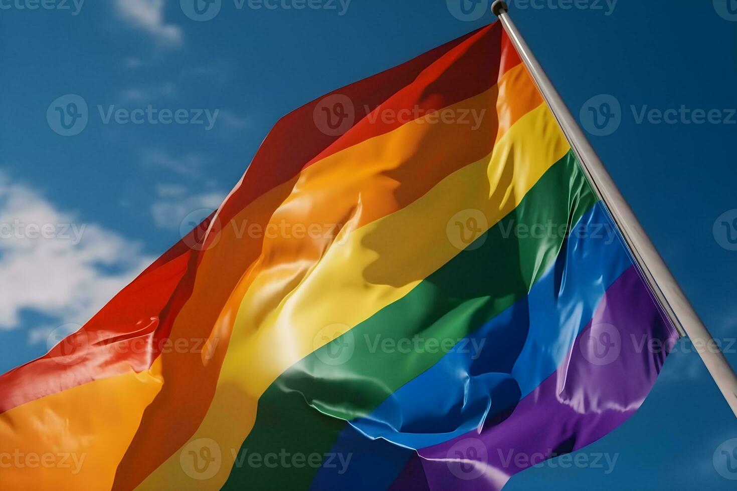 ein Regenbogen Flagge winken im das Wind foto