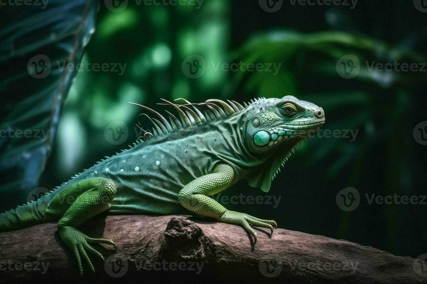 Grün Leguan Wald Raubtier. generieren ai foto