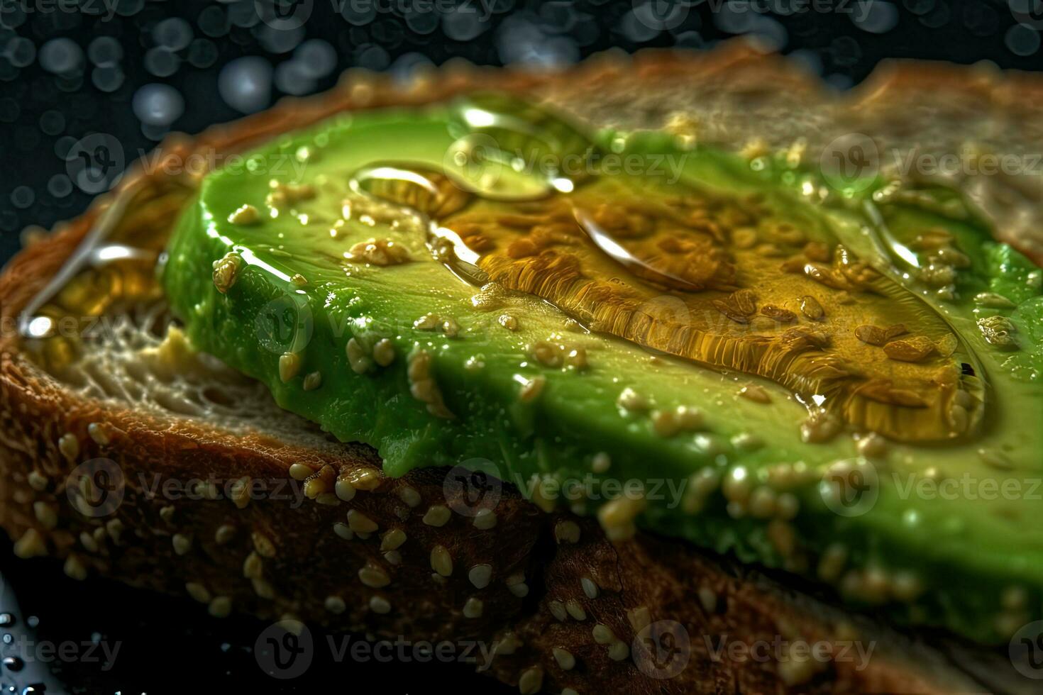 geschnitten Avocado Toast mit Sesam Saat auf es generativ ai foto