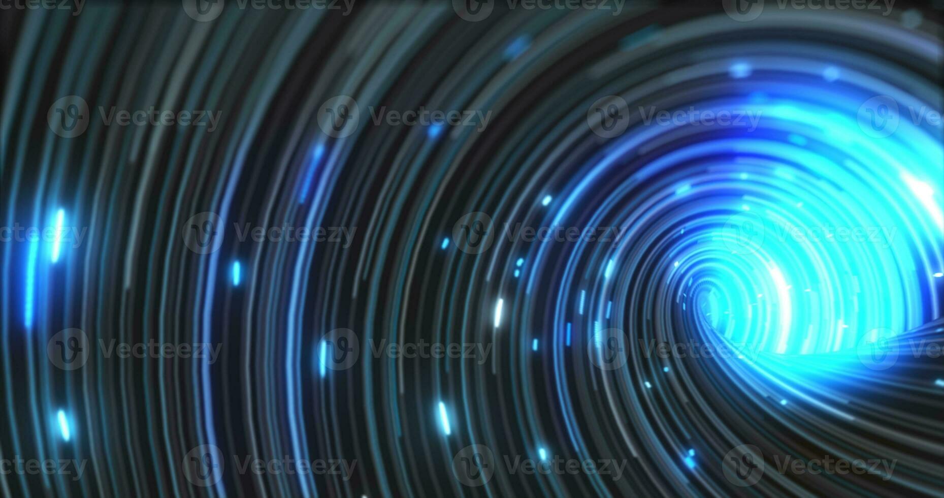 abstrakt Energie Blau wirbelnd gebogen Linien von glühend magisch Streifen und Energie Partikel Hintergrund foto