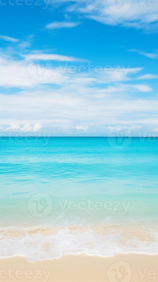 heiter Strand Landschaft mit reichlich Raum im Himmel und Wasser ai generativ foto