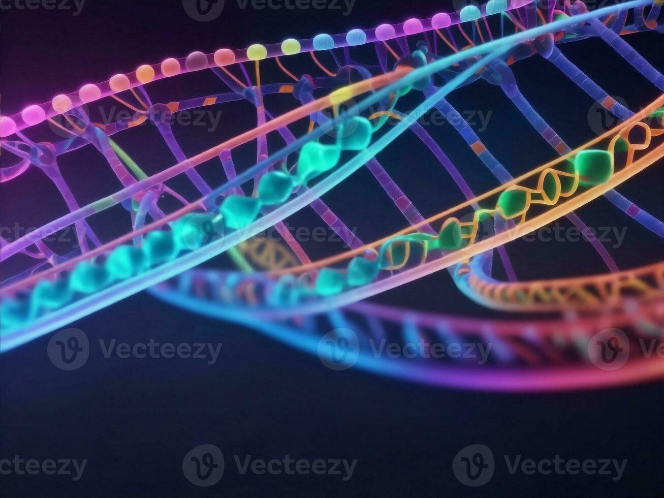 DNA Wendel bunt Gene Chromosomen, generativ ai Illustration. foto