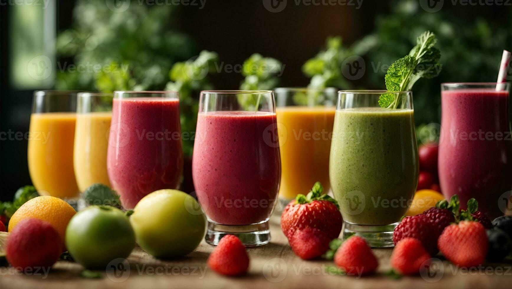 gesund Obst und Gemüse Smoothies. ai generiert foto