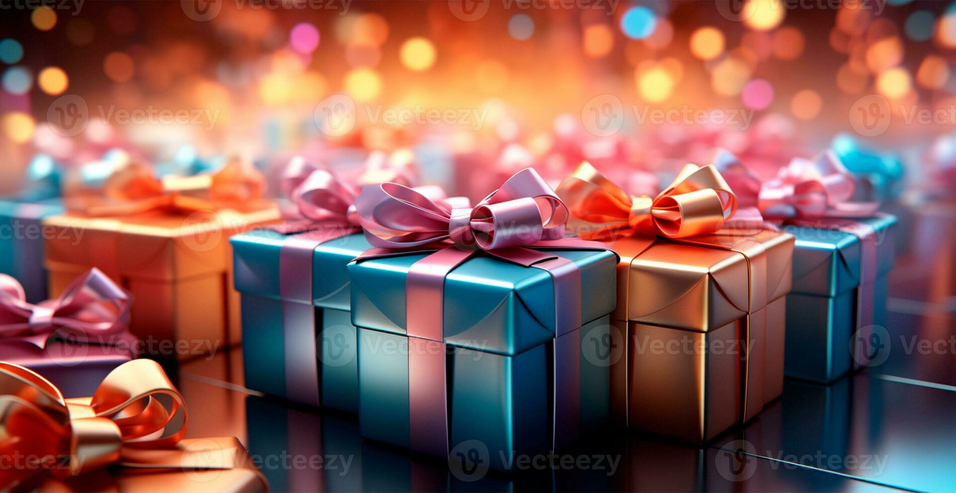 schön Weihnachten Geschenk Box auf hell Bokeh Hintergrund - - ai generiert Bild foto