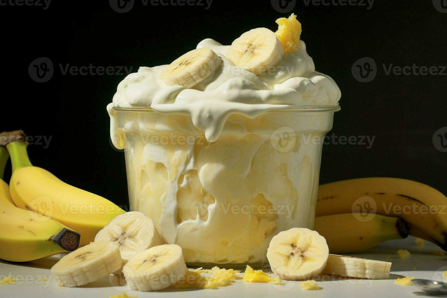 Süss Banane Joghurt. generieren ai foto