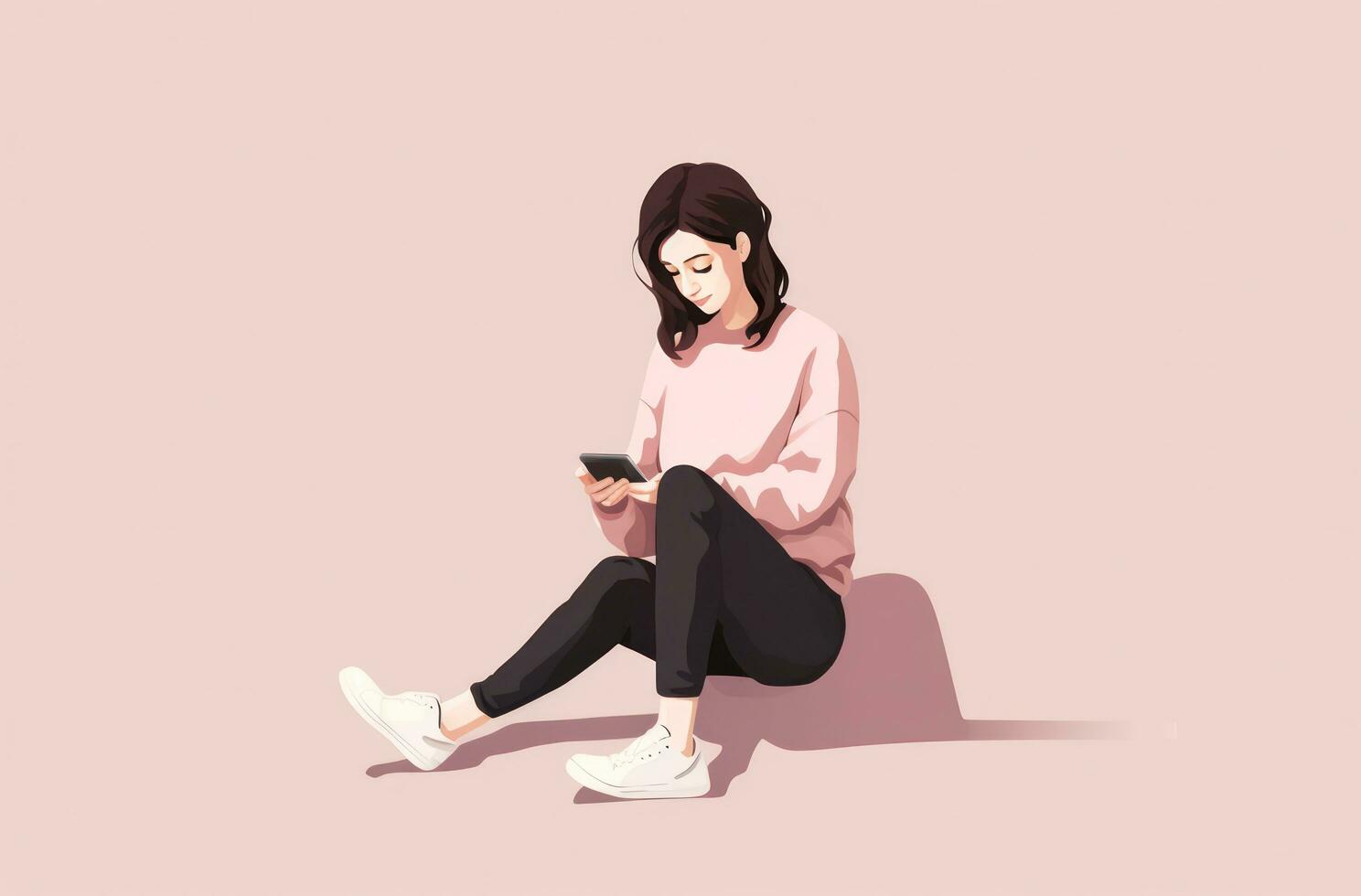 Mädchen mit Smartphone Illustration foto