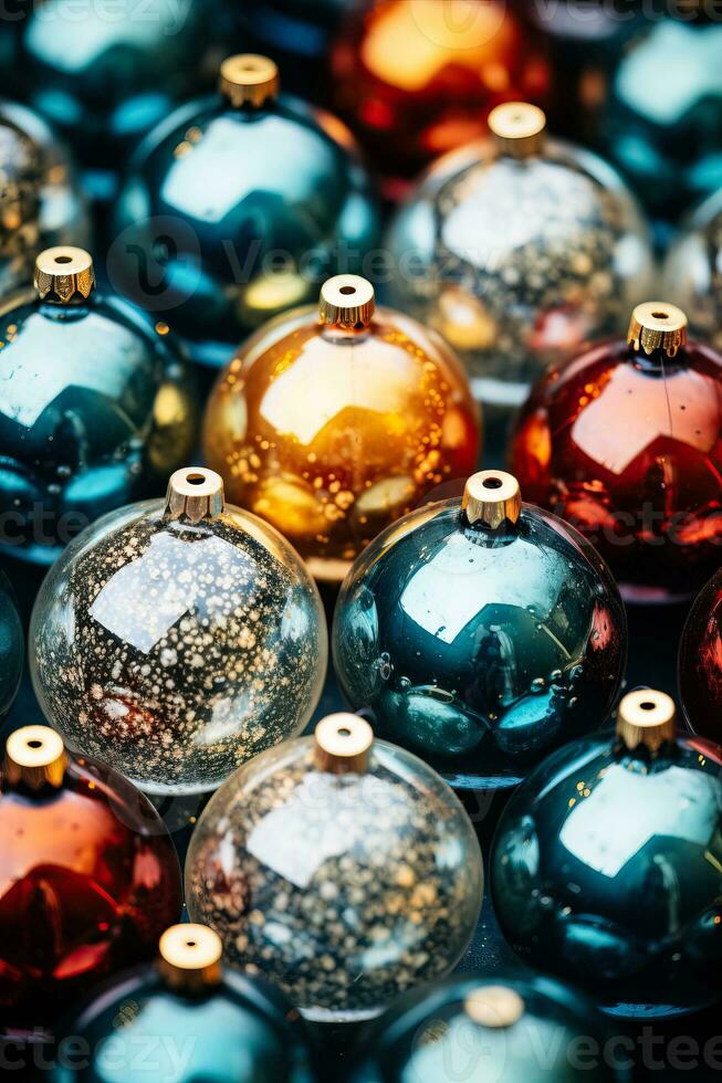 kunstvoll vereinbart worden Antiquität Glas Weihnachten Ornamente Hintergrund mit leeren Raum zum Text foto
