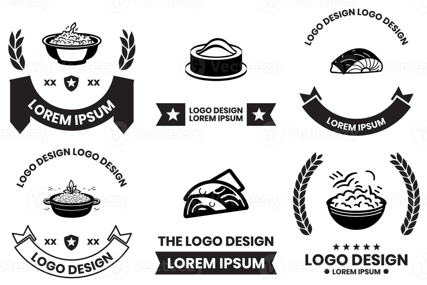 japanisch Essen oder Chinesisch Essen Logo im eben Linie Kunst Stil foto