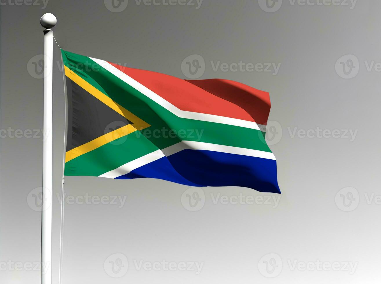Süd Afrika National Flagge winken auf grau Hintergrund foto
