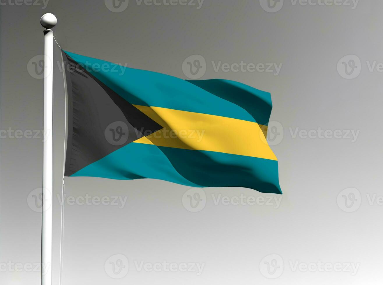 Bahamas National Flagge isoliert auf grau Hintergrund foto
