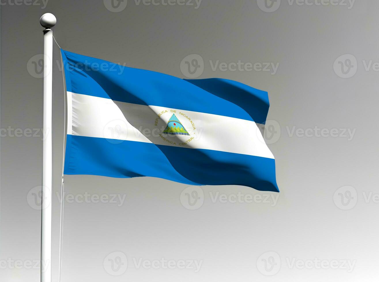 Nicaragua National Flagge isoliert auf grau Hintergrund foto