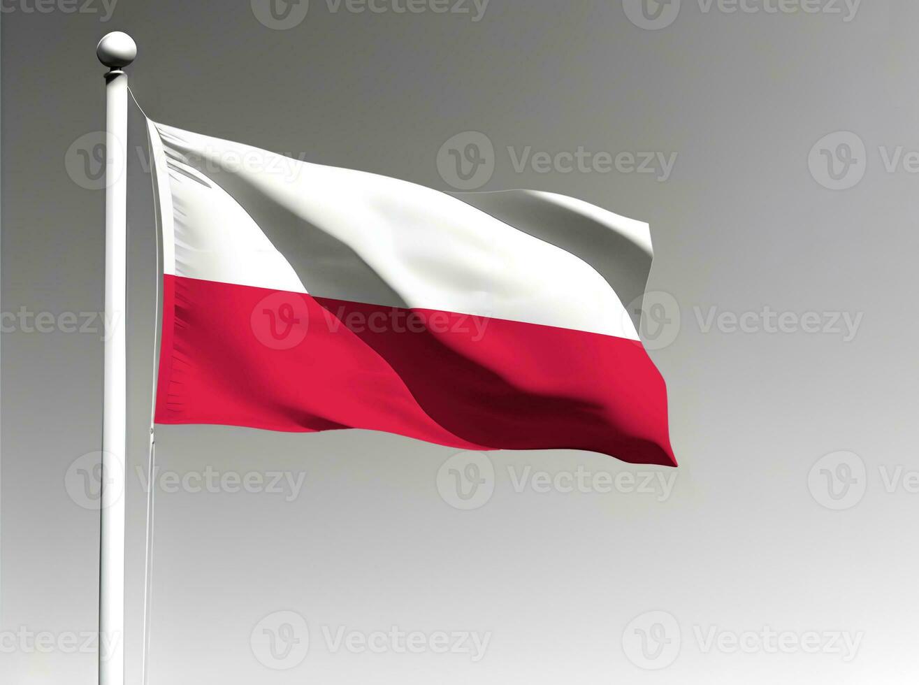 Polen National Flagge winken auf grau Hintergrund foto