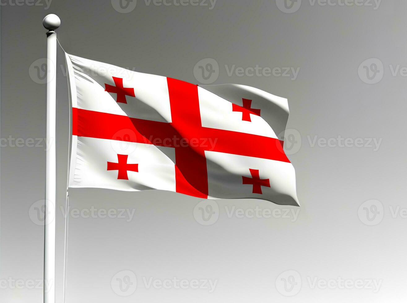 Georgia National Flagge winken auf grau Hintergrund foto