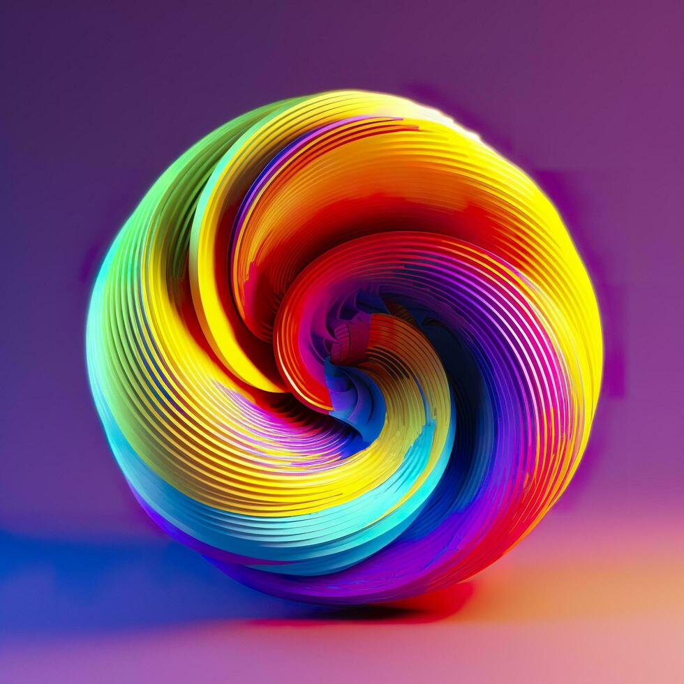 abstrakt Regenbogen Spiral. Sanft und gerundet Formen gerendert im verheddert Perfektion. ai generativ foto