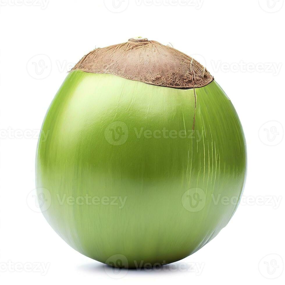Grün Kokosnuss Obst isoliert auf Weiß Hintergrund. ai generativ foto