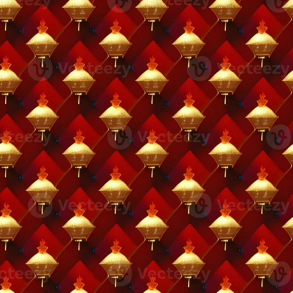 japanisch nahtlos Muster im orientalisch geometrisch traditionell Stil. 3d festlich Ornament zum Mond- Chinesisch Neu Jahr Dekoration. rot und golden abstrakt asiatisch Vektor kreativ Motiv. Jahrgang Tiger foto