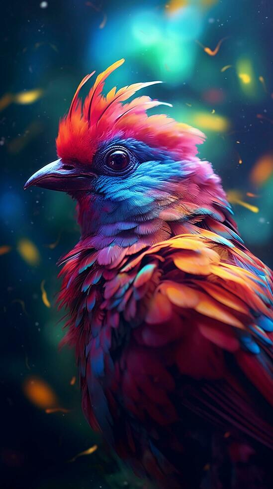 ein animiert Vogel beschwingt Farben filmisch Ambiente ai generiert Bild foto