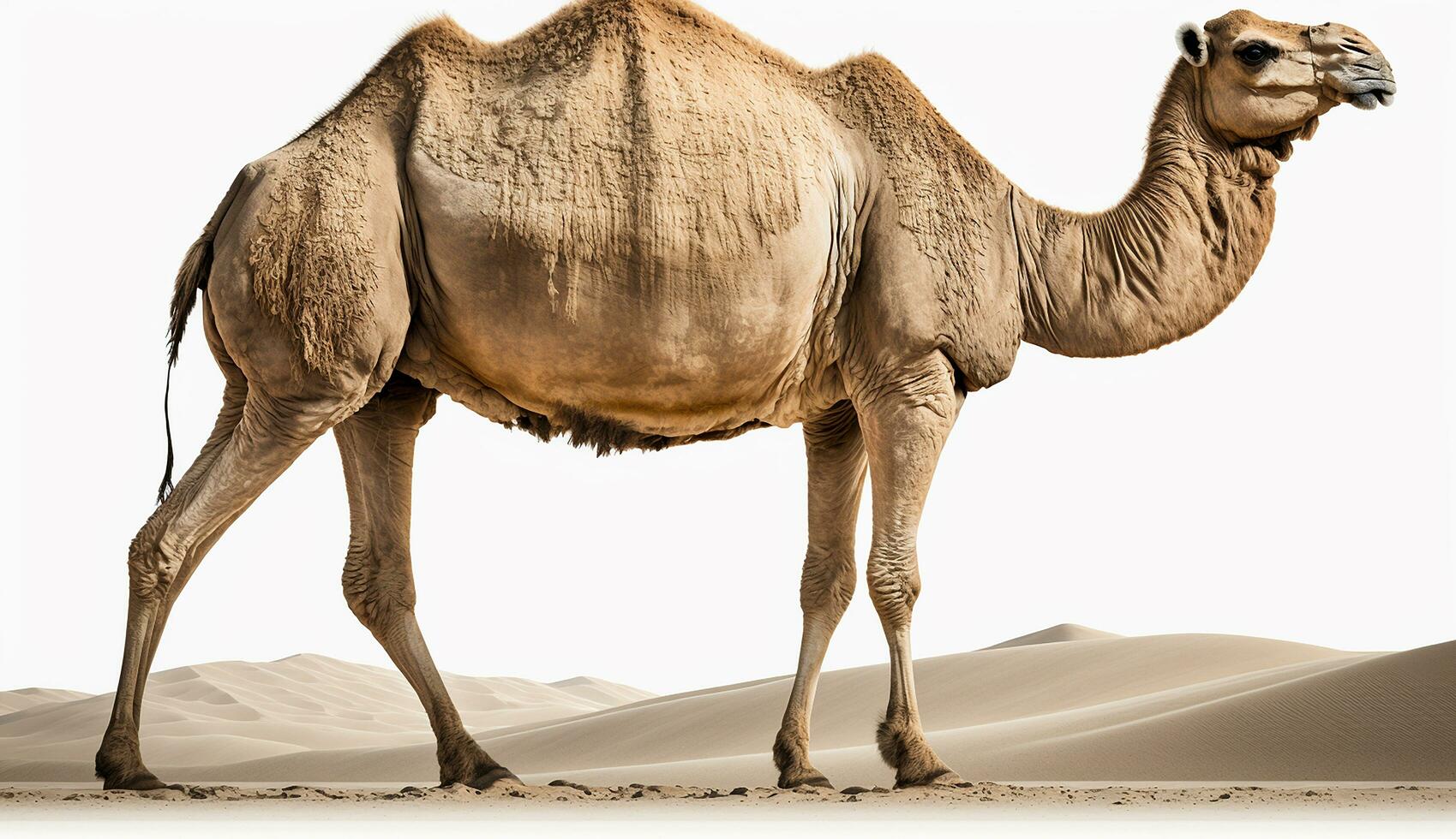 arabisch Kamel Tier auf ein Weiß Hintergrund ai generiert Foto
