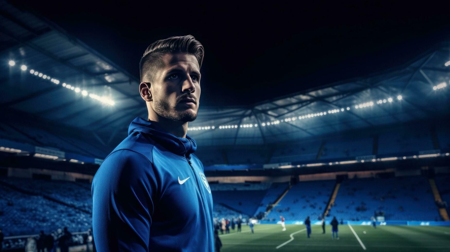 ein Fußball Spieler Stehen im das Stadion foto