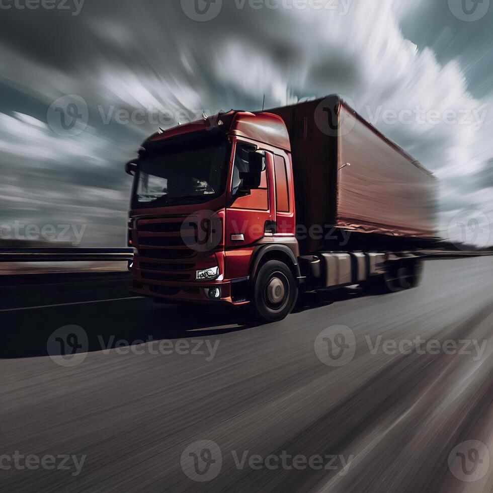 LKW mit futuristisch holographisch Anzeige und Neon- Beleuchtung. Fracht  Versand International Industrie. generativ ai 26442219 Stock-Photo bei  Vecteezy