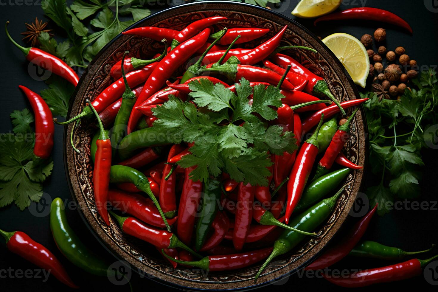 Chili isoliert dunkel Hintergrund foto