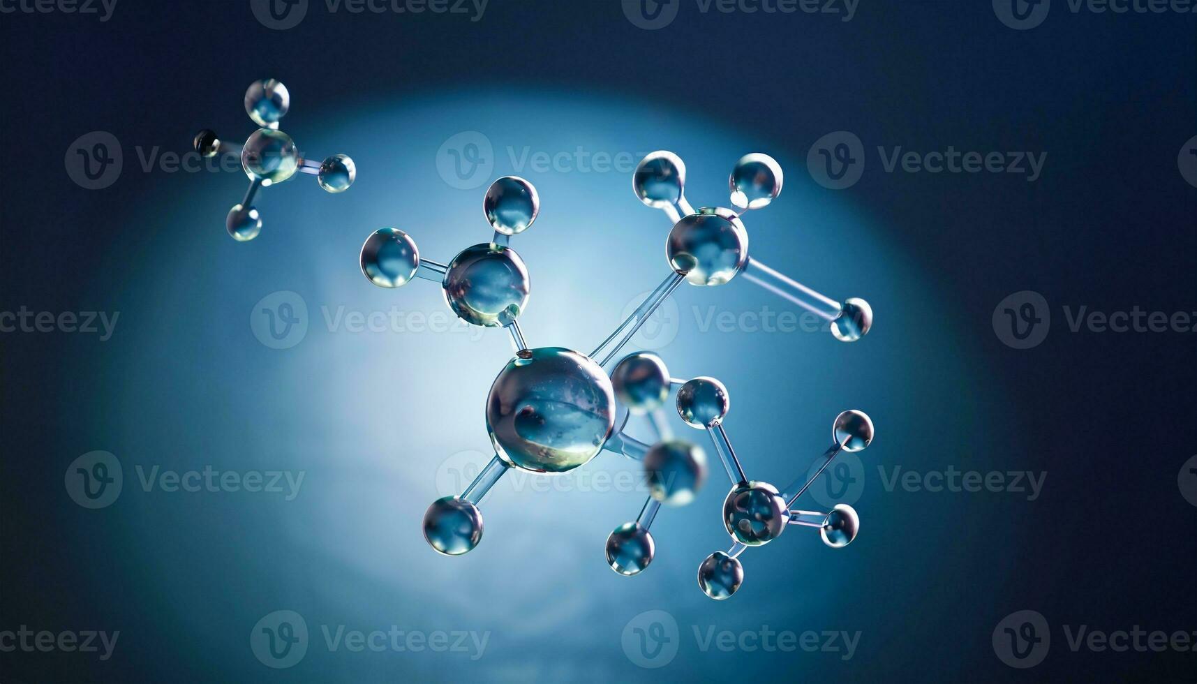 Wissenschaft Hintergrund mit molekulare und Atom Modell. abstrakt molekular Struktur. ai generiert foto