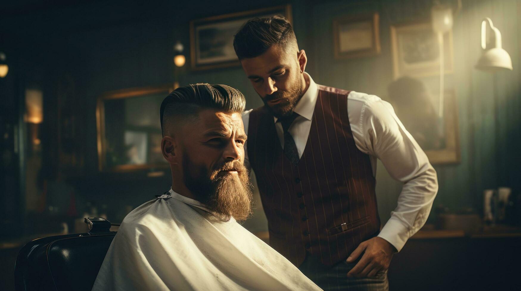 Barbier im ein Friseur foto