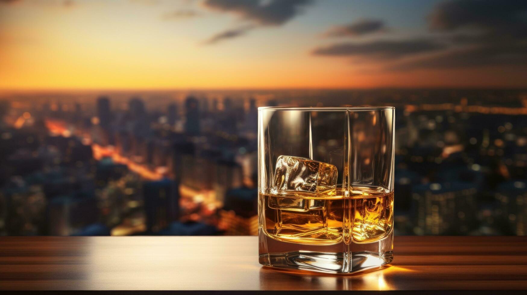 Glas von Whiskey mit Eis Würfel foto